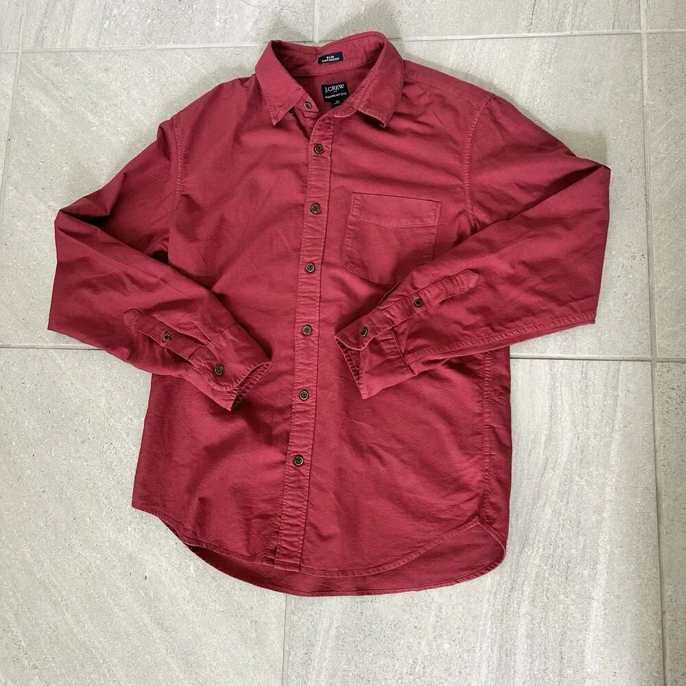 Maroon Red J Crew Slim Untucked Button Down Shirt 100% Cotton